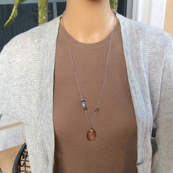 Handcrafted Sundance charm Silver Multi Gemstones Necklace 30”L new - Picture 7 of 16